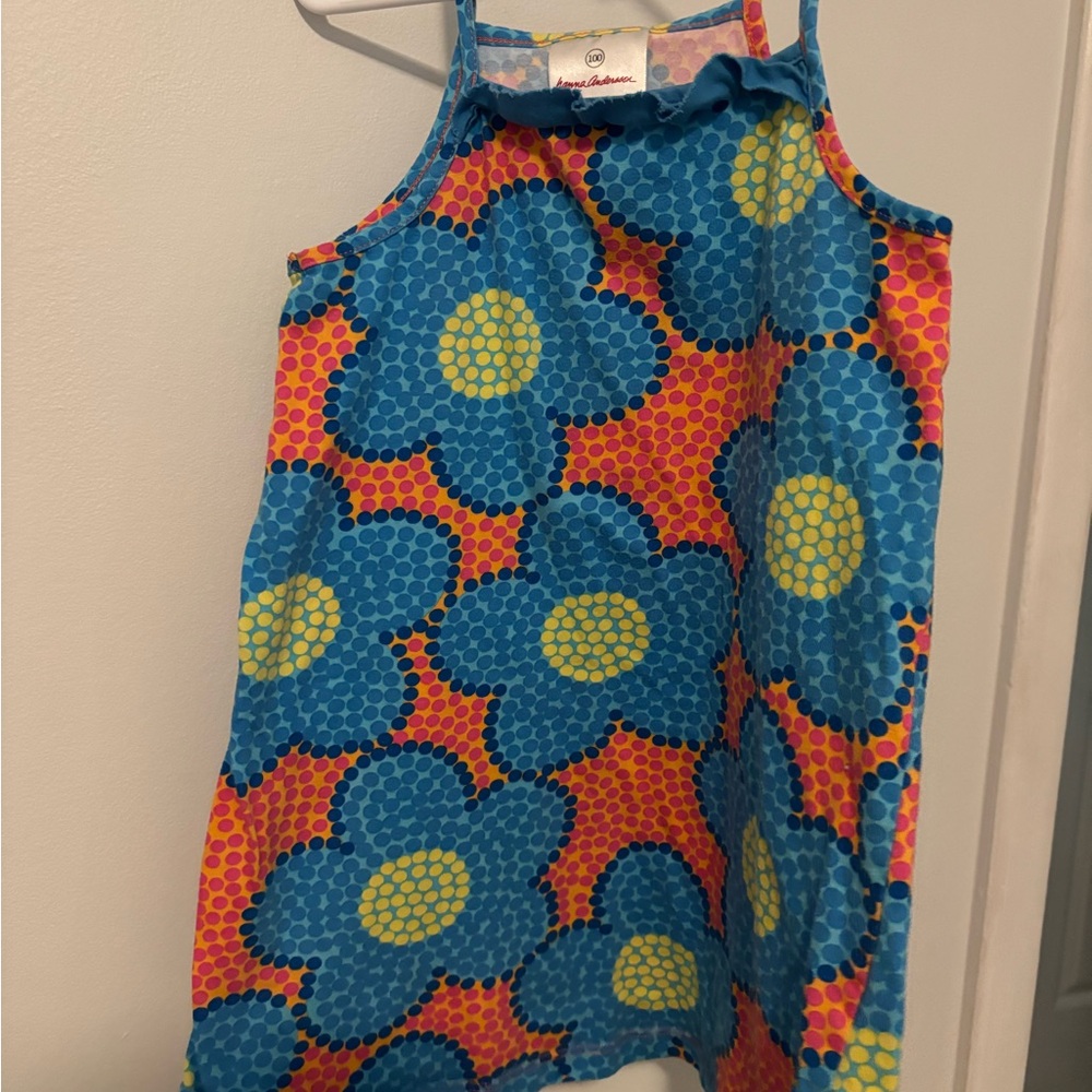 Hanna Andersson Blue and Orange Floral Kids Dress